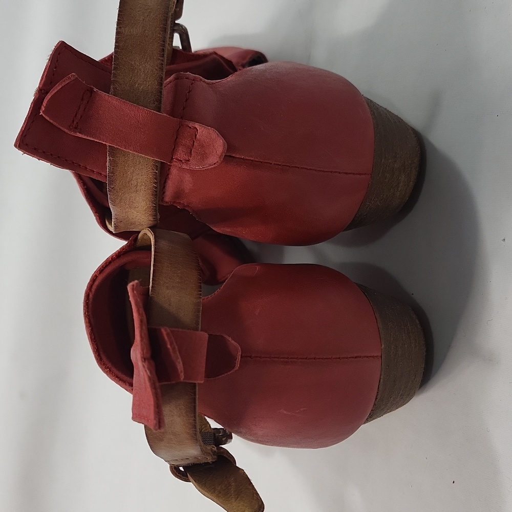 Miz Mooz Red Suede Open-Toe Studded Sandals - Picture 5 of 7